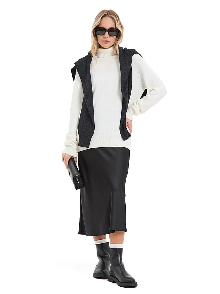 Свитер женский Cashmere&Merino blend oversize, цвет белый, фото 6