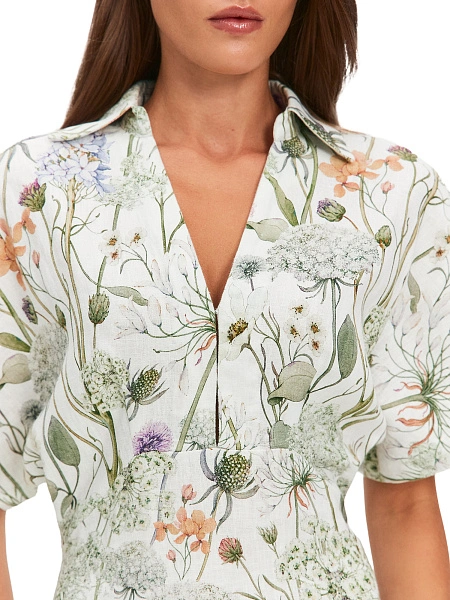 LINEN Платье женское, цвет шалфей, паттерн wild flowers, фото 4