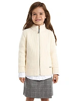 Кардиган из 100% шерсти мериноса на молнии для девочек Молочный