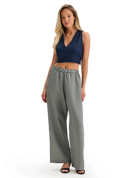 LINEN Топ женский на завязках, цвет темно-синий, фото 6