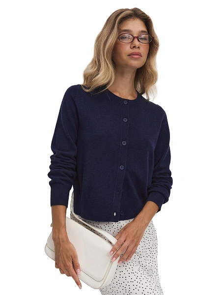 Кардиган на пуговицах, цвет темно-синий, фото 5