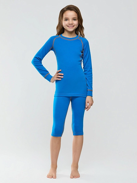 Комплект термобелья для девочек серии SPORT WOOL, цвет ультрамарин, фото 2