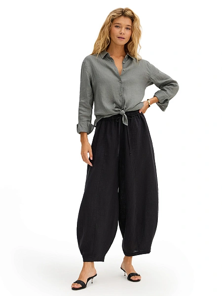 LINEN Рубашка женская slim, цвет пыльно серо-зеленый, фото 6