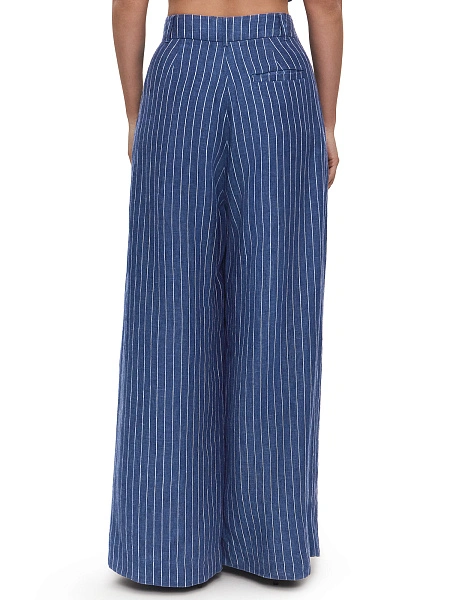 LINEN Брюки-палаццо женские, цвет джинс-полоска белая, фото 4