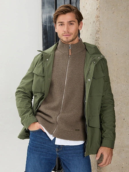 Кардиган мужской на молнии Merino Knitted, цвет коричневый, фото 1