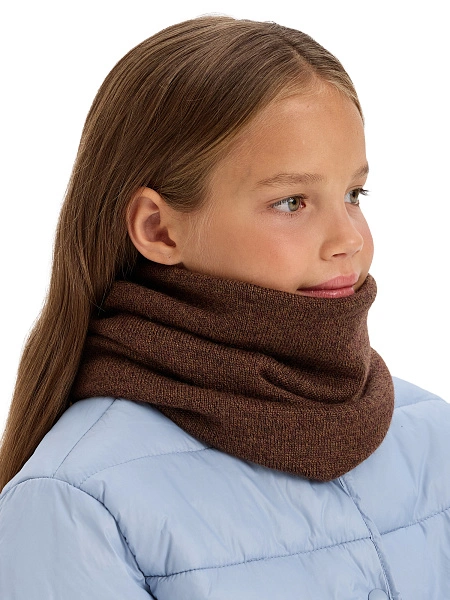 Теплый снуд из шерсти мериносов, цвет коричневый меланж, фото 5