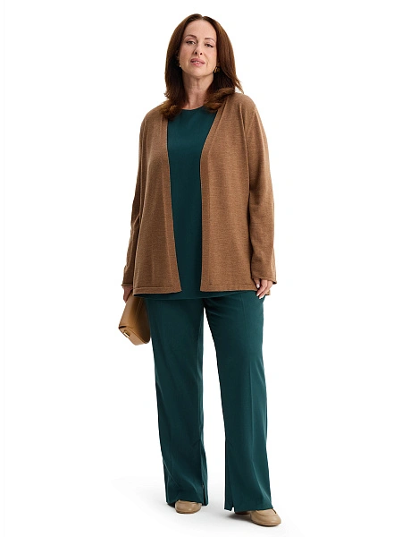 Merino Base Кардиган женский plus size, цвет серо-коричневый, фото 5