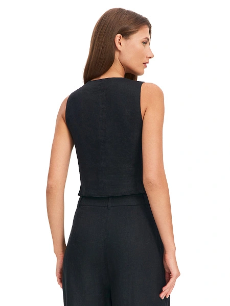 LINEN Жилет женский, цвет черный, фото 2