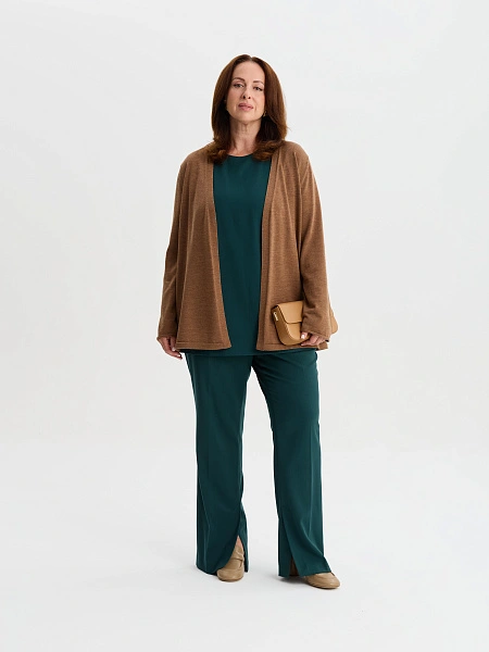 Merino Base Кардиган женский plus size, цвет серо-коричневый, фото 3