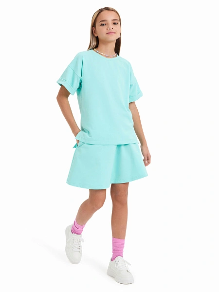 Футболка для девочки ORGANOMICA Cotton, цвет тиффани, фото 1