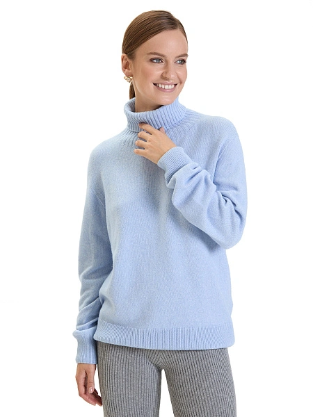 Свитер женский Cashmere&Merino blend oversize, цвет бледно-голубой, фото 2