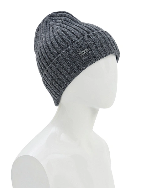 Шерстяная шапка  с отворотом, цвет серый меланж, фото 1
