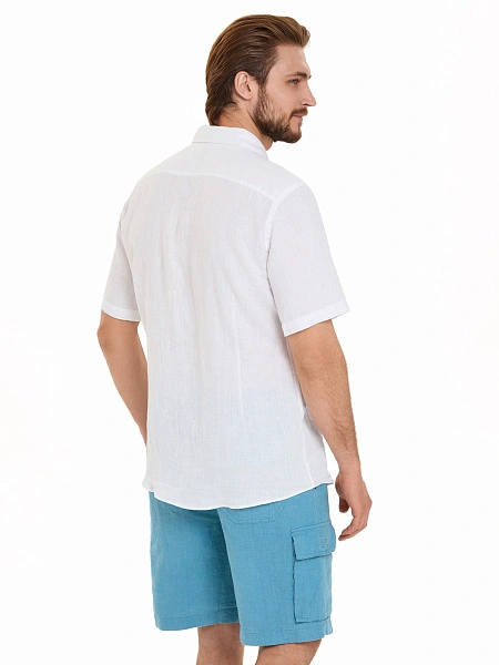 Рубашка мужская серии LINEN с коротким рукавом, цвет белый, фото 3