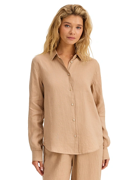 LINEN Рубашка женская slim, цвет песочный, фото 1