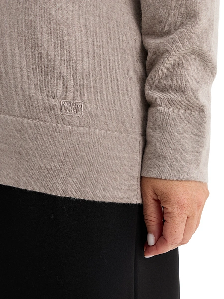 Merino Base Джемпер женский V-вырез plus size, цвет серо-бежевый, фото 4