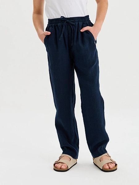 Брюки для мальчика серии LINEN, цвет темно-синий, фото 3