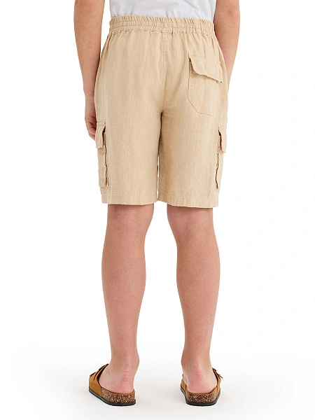 Шорты LINEN с карманами для мальчика, цвет песочный, фото 4