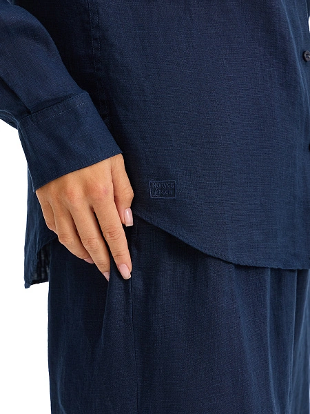 LINEN Рубашка женская slim, цвет темно-синий, фото 4