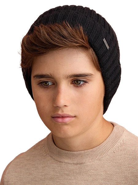 Шерстяная шапка  с отворотом, цвет черный, фото 5