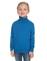 Свитер Cashmere детский с высоким воротом Бирюзово-синий