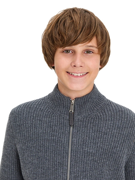 Кардиган шерстяной на молнии для мальчиков-подростков, цвет графитовый, фото 3