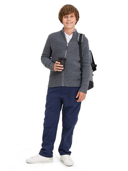 Кардиган шерстяной на молнии для мальчиков-подростков, цвет графитовый, фото 6