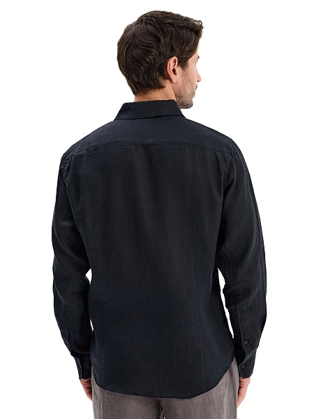 LINEN Рубашка мужская slim, цвет черный, фото 2