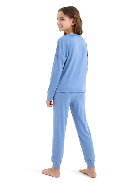 Пижама для девочки-подростка из шерсти мериносов, цвет голубой, фото 5