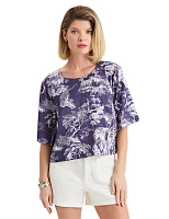 Топ женский серии SILK Принт темный Toile de Jouy