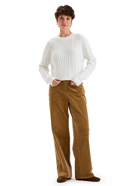 Джемпер женский серии Cotton "косы" укороченный, цвет белый, фото 4