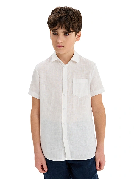 Рубашка для мальчика с коротким, цвет белый, фото 1