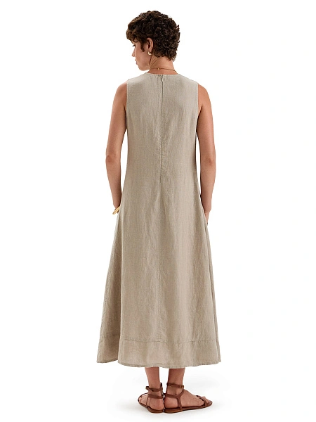 LINEN Платье женское, цвет бежевый, фото 2