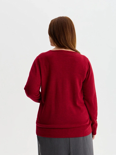 Merino Base Джемпер женский V-вырез plus size, цвет бордо, фото 2