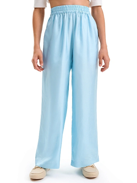 Брюки SILK для девочки прямые, цвет нежно-голубой, фото 1