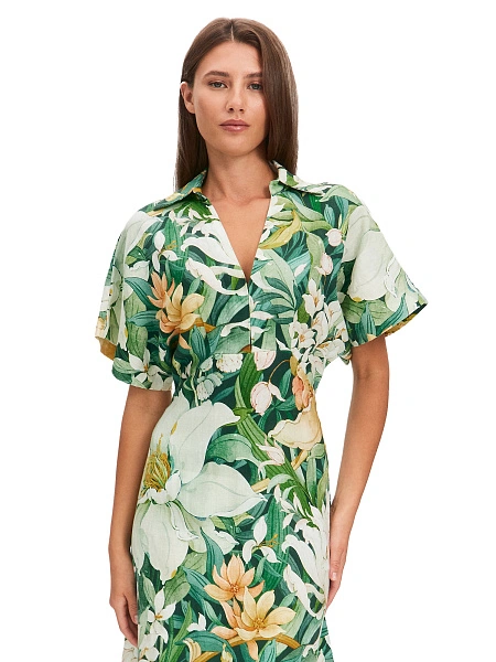 LINEN Платье женское, цвет паттерн tropical flowers, фото 3