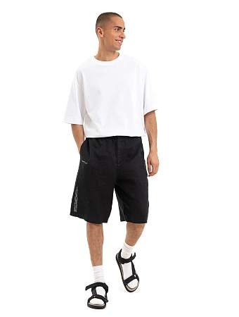 Шорты-бермуды из 100% льна для мужчин, цвет черный, фото 1