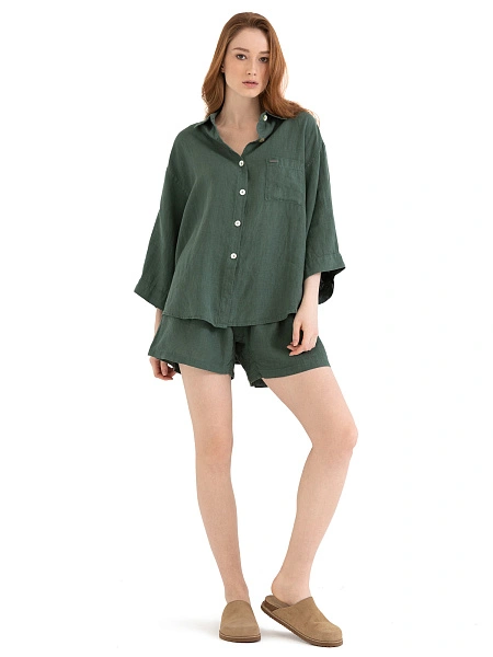 Шорты женские серии LINEN, цвет олива, фото 4