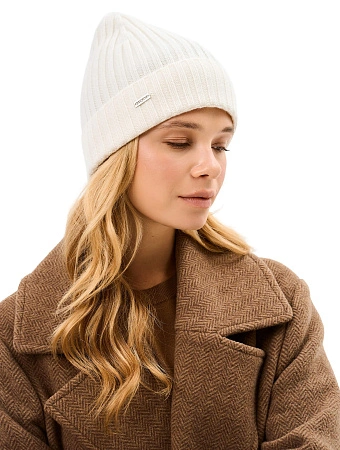 Шерстяная шапка  с отворотом, цвет белый, фото 1
