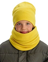 Комплект шапка и снуд из 100% шерсти мериносов для девочек Желтый меланж