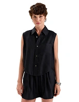 Блуза SILK женская без рукавов Черный