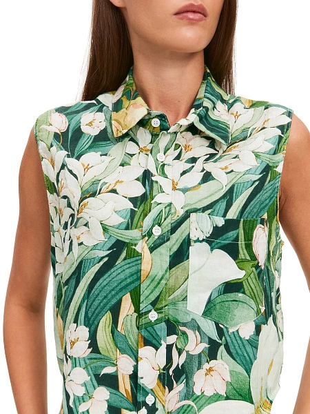 LINEN Блуза женская без рукавов, цвет паттерн tropical flowers, фото 3