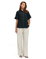 LINEN Брюки женские прямые Бежевый меланж