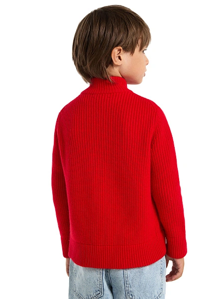 Кардиган шерстяной на молнии для мальчика, цвет красный, фото 4