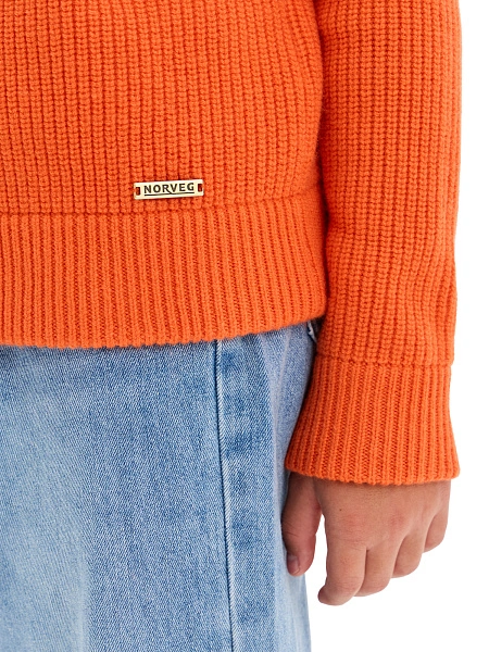 Кардиган шерстяной на молнии для мальчиков-подростков, цвет оранжевый коралл, фото 4