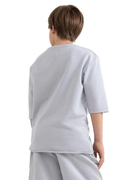 Футболка детская для мальчиков серии Cotton, цвет светло-серый, фото 3