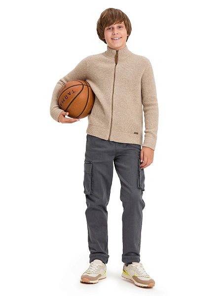 Кардиган шерстяной на молнии для мальчиков-подростков, цвет бежевый, фото 5