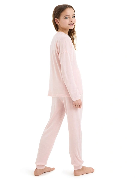 Пижама для девочки-подростка из шерсти мериносов, цвет светло-розовый, фото 5