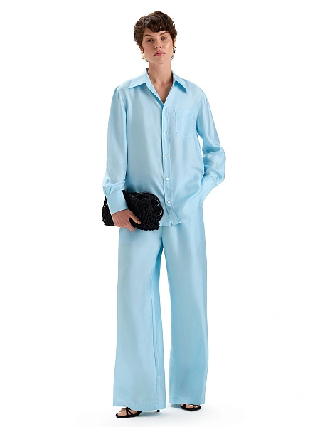 Брюки SILK женские прямые, цвет нежно-голубой, фото 4