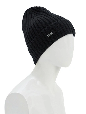 Шерстяная шапка  с отворотом, цвет черный, фото 1