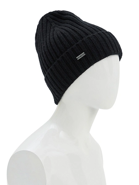 Шерстяная шапка  с отворотом, цвет черный, фото 1